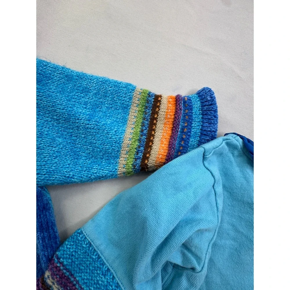 Clayeux France Baby Girls Blue Knit 3 Piece Set Cardigan Top Pants 6M 67cm